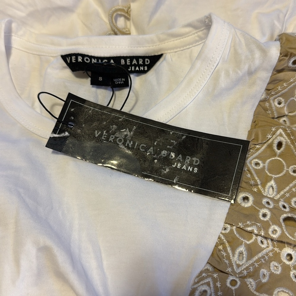 NWT VERONICA BEARD Jadi Ruffled Cotton Tee - Picture 8 of 8